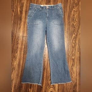 Democracy Ab Technology Stretch Wide Leg Frayed Hem Jeans SZ 8 EUC